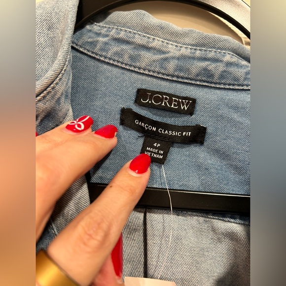 J. Crew Garcon Classic Fit Chambray Shirt Storm Wash Blue Cotton US 4P- SEE PICS - Picture 7 of 13